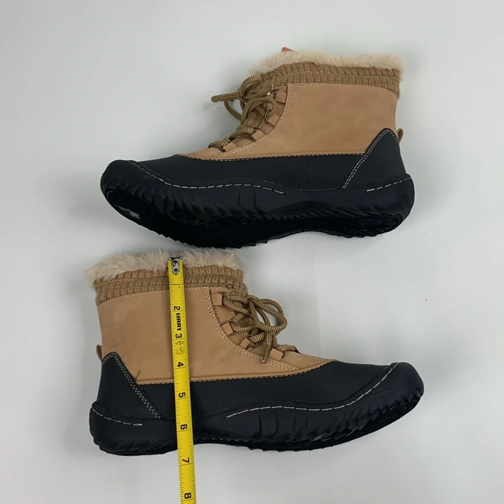 JBU BY JAMBU All terrain boots 9.5 Leather Faux fur Mem foam Tan black NEW NWT